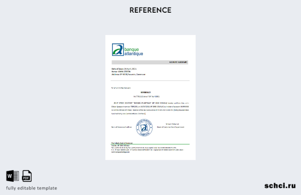 цифровая загрузка Камеруна Справочный шаблон Atlantic Bank
